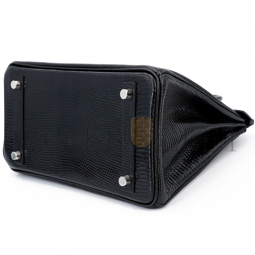 H**mes master birkin 20 lizard black silver buckle h028367ca30 (20*16*11cm)